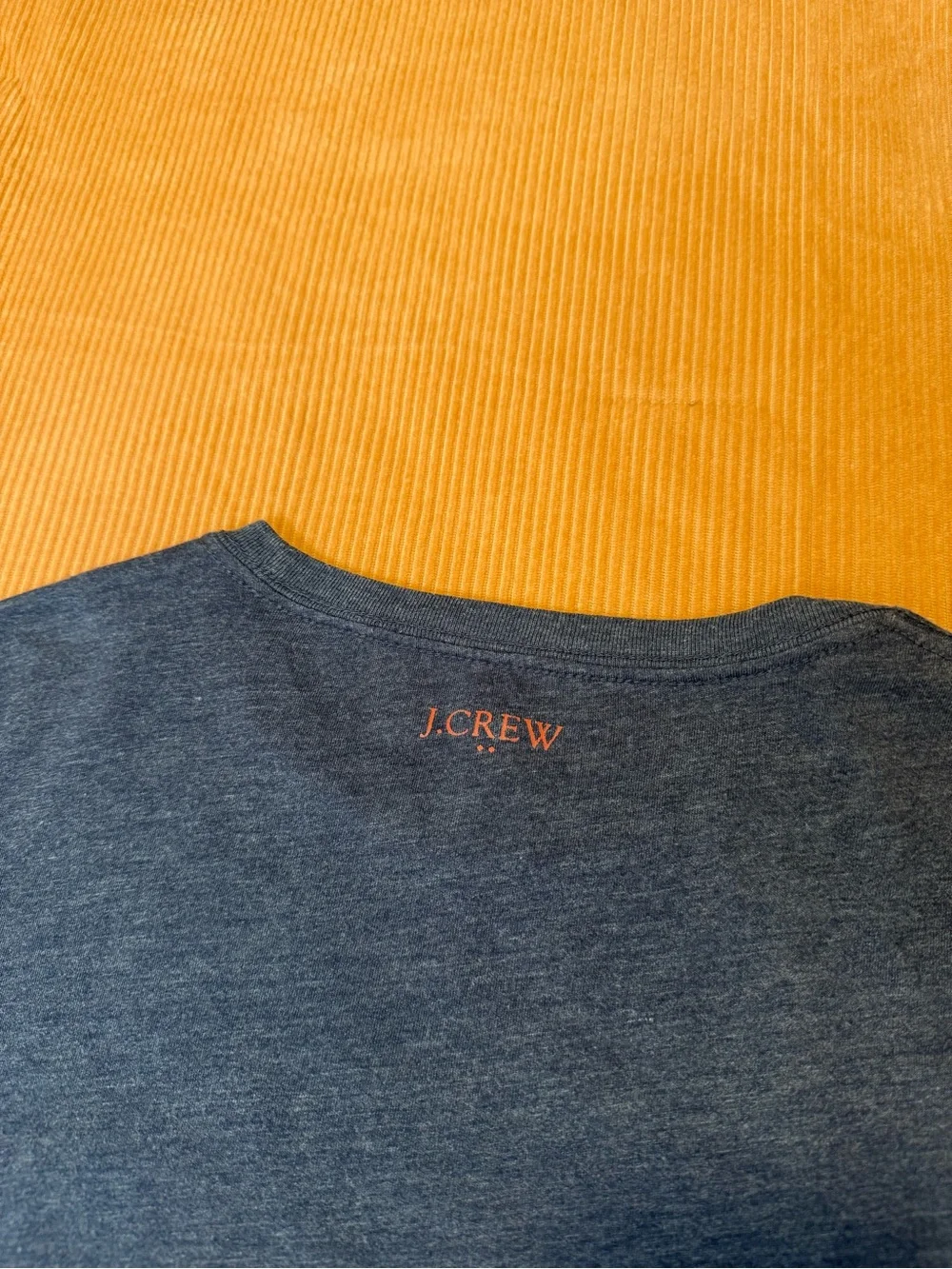 J. Crew Men's Navy Blue Tee with Red Crab Graphic